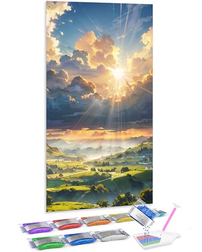Crea un paisaje de sol y naturaleza con el diamond painting de Jumpdot
