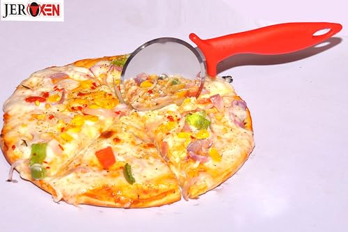 Image of Brand Stainless Steel Handle Pizza Cutter - Sharp and Durable Kitchen Essentia Sandwich & Pastry Cake Cycle Cutter, Sharp, Wheel Type Cutter, Pack of 1 (Plastic Handle, 1)