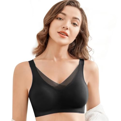 CYTMTZGA Seamless Post-Surgery Bra Mastectomy Bra Bralette Daily Bra for Breast Prosthesis Breast Forms Artificial Fake Boobs BL34/M Black