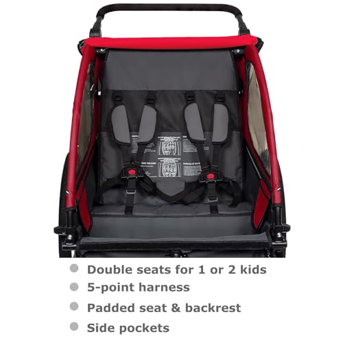 Tiggo VS 2 in 1 Kinderanhänger Fahrradanhänger Anhänger mit Buggy Set + Federung 60302 (ROT)
