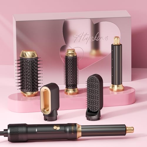 Hairstyler Airstyler 6 In 1 Atopskins Asciugacapelli 6 In 1, Set Di Spazzole Per Asciugacapelli, 1000 W Arricciacapelli Con Aria, 3 Regolazioni Della Temp, Spazzole Per Lo Styling, Regali Set Per Donn