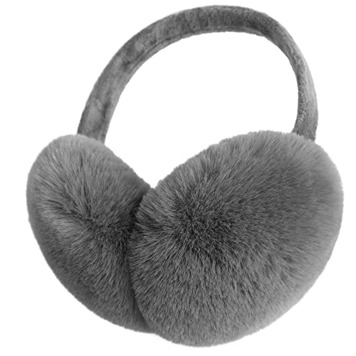 Livingston Fuzzy Earmuffs Simple Grey Ear Muffs Winter Women Fluffy Ear Muffs For Women Winter Furry Ear Warmers For Men Foldable Ear Muff, Dark Grey #TOP1