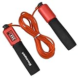 hengxin Jump Rope Skipping Rope with Foam Handled Adjustable Jump Rope with Counter, Outside Workout Home Workouts Cross Fitness Rope Skipping Weight-Loss Boxing Gym Used (Red)