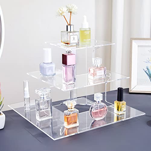 Acrylic Display Risers Combination 3 Tier Clear Step Cupcake Display Stand Multifunctional And Durable Figure Stand Collection Organizer Shelf, Desserts Holder,Cosmetic Items Display Risers(Corner) #TOP2