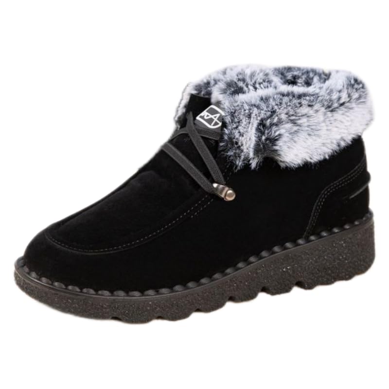 Womens large-size fashionable warm snow boots with lacing design thick inner lining providing warmth and comfort Winter short