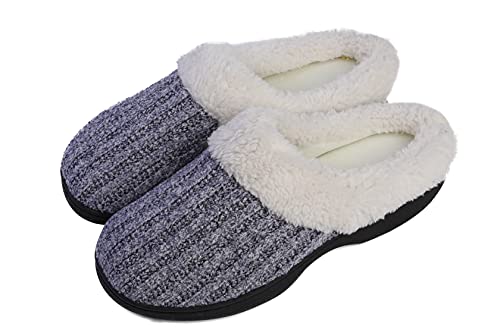 Roxoni Women’s House Slippers Knit Fleece Lined Cozy Clog House Shoes