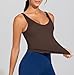 THE GYM PEOPLE Women's Longline Sports Bra Wirefree Padded Workout Yoga Tank Top Brown