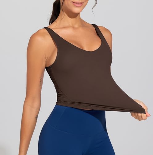 Image of THE GYM PEOPLE Women's Longline Sports Bra Wirefree Padded Workout Yoga Tank Top
