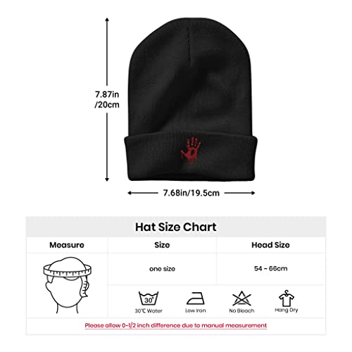 Image of Embroidery Goth Beanie Knit Hats for Men & Women, Embroidery Winter Hats Skull Cap