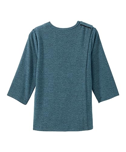 Women’s Open Back Adaptive Diamond Neck Top for Seniors - Super Soft 3/4 Long Sleeve Shirt4