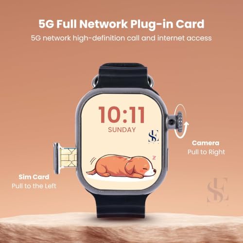 Image of SE HUB S9 HC Android Smartwatch for Men and Women with 4G SIM Support, AMOLED Display, 180 Rotating Side Camera, 2GB RAM, 16GB Storage, GPS and Bluetooth Calling, Black