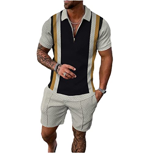 Survêtement d'été hawaïen homme : ensemble polo et short confort anti-transpirant 4XL