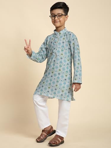 Image of Pro-Ethic Style Developer Boy's Cotton Embellished Kurta Pajama for Baby Kids Ethnic Wear (S-166)