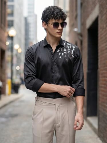 Image of IndoPrimo Men's Stylish Satin Shirt for Party, Formal, Daily and Casual Wear Full Sleeve Shirt for Mens - Trio