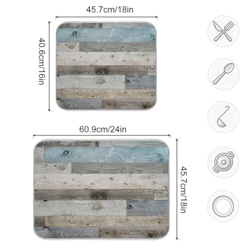 Kcldeci Dish Drying Mat For Kitchen Farmhouse Barn Door Rustic Wooden Counter 18 X 24 Inch-Absorbent Microfiber Dish Mat thumb #2