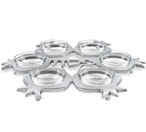 Placa de Pascua con platos de cristal y base de aluminio brillante plata 7