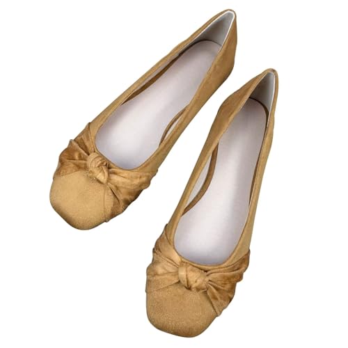 SAILING LU Women's Bow-Knot Square Toe Ballet Flats Dressy Party Shoes Office Work Shoes for Women Casual Slip-on Loafers