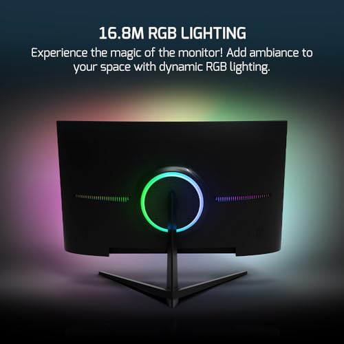 Image of GAMEPOWER F10 23.6 Inch Curved Gaming Monitor, 120Hz 1080p Display, 1ms Response Time, AMD FreeSync, HDR Support, 125% sRGB, RGB Backlight, Dual Speakers, Zero Frame Design, HDMI and VGA Inputs,1800R