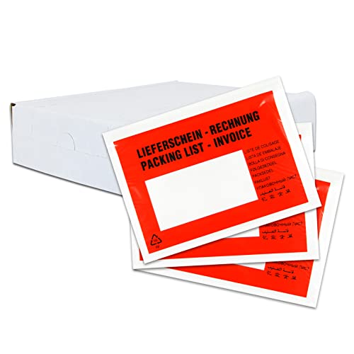 versando 250 Lieferscheintaschen C6 selbstklebend Dokumententaschen Begleitpapiertaschen rot/schwarz bedruckt Lieferschein/Rechnung in Spenderbox versando 250 Lieferscheintaschen C6 selbstklebend Dokumententaschen Begleitpapiertaschen rot/schwarz bedruckt Lieferschein/Rechnung in Spenderbox