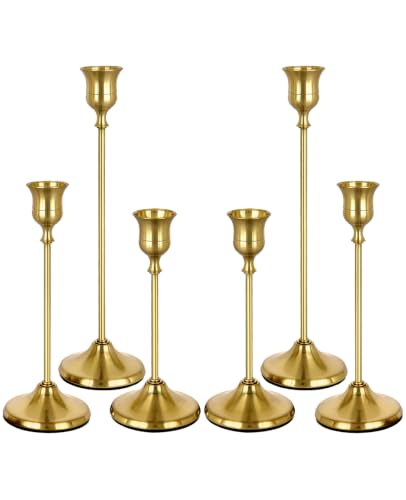 Uzvoxhe Gold Candlestick Holders Set of 6 Weighted Stable Base