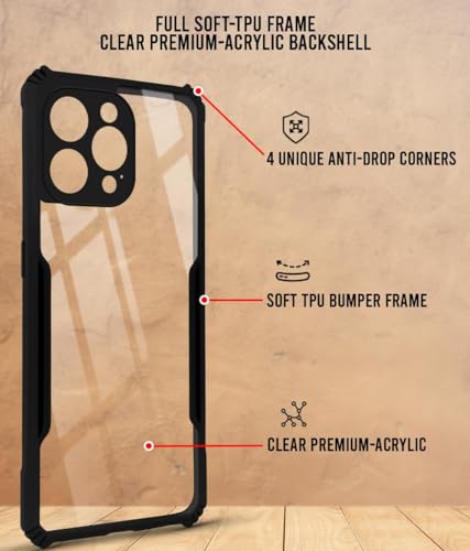 Image of Jkobi Back Case Cover for iPhone 15 Pro Max (Shockproof with Polycarbonate Clear Panel | Black)