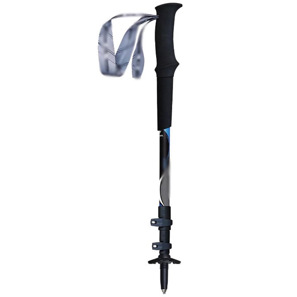Ultralight Carbon Fiber Trekking Pole, Retractable Portable Outdoor Equipment, Cable with Safety Flip Lock, EVA Grip + Adjustable Wrist Strap(Blue Black)