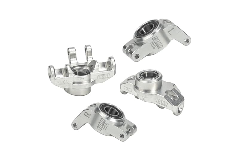 Aluminum 7075 Front Steering Block + Rear Hub (Larger Inner Bearings) for Arrma 1/18 Granite GROM MEGA 380 Brushed 4X4 Monster Truck ARA2102 Upgrade Parts - Silver