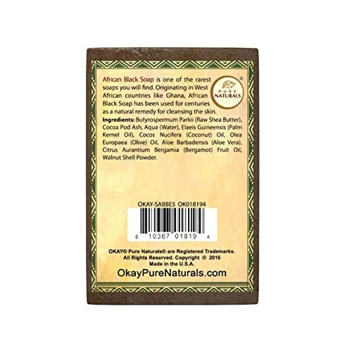 Okay Pure Naturals African Black Soap Bergamont 5.5Oz / 156Gr #TOP2