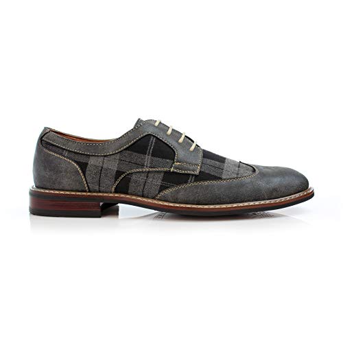 Ferro Aldo Alan M139001G Mens Classic Perforated Duo-Texture Lace-up Wingtip Oxford Dress Shoes2