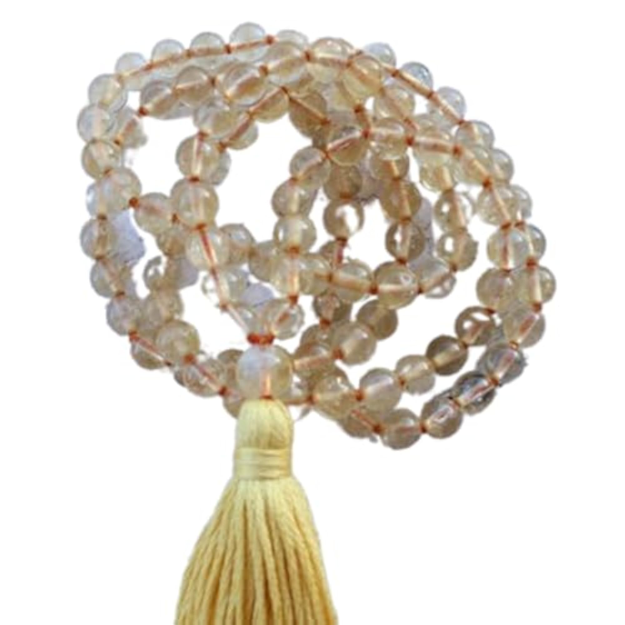 Natural Citrine 6MM Beaded Handmade Prayer Mala Necklace