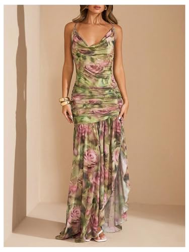 Image of Floerns Women's Floral Halter Dress Sleeveless Split Vacation Maxi Dresses