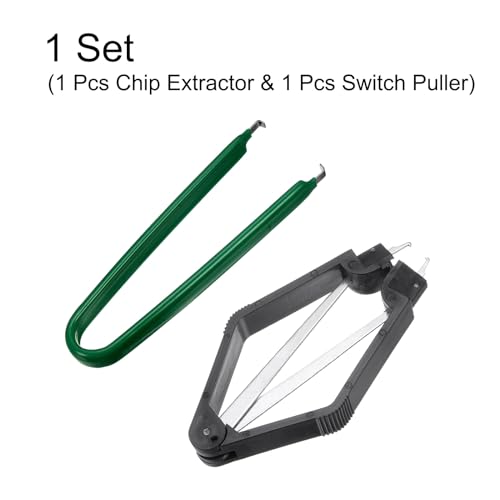 Image of uxcell IC Chip Extractor 100mm Stainless Steel with U Shape IC Chip Switch Puller Green for Component Motherboard, 2pcs