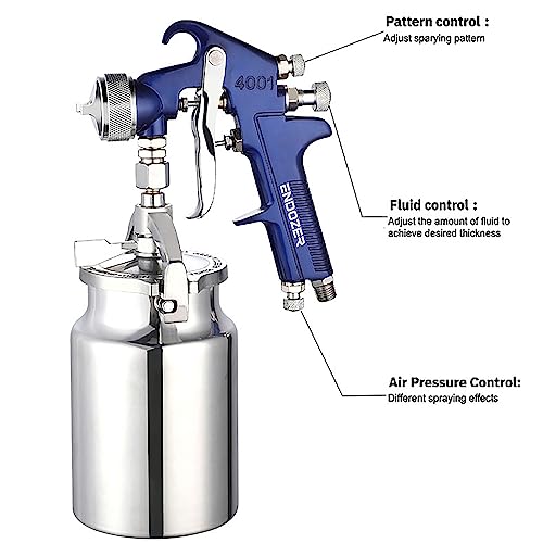 ENDOZER Professional Siphon Feed Spray Gun for Paint, Red Handle, 34 oz -1.8mm Nozzle for a Variety of Low Viscosity Paints（Blue） by ENDOZER - Used condition - Image 5