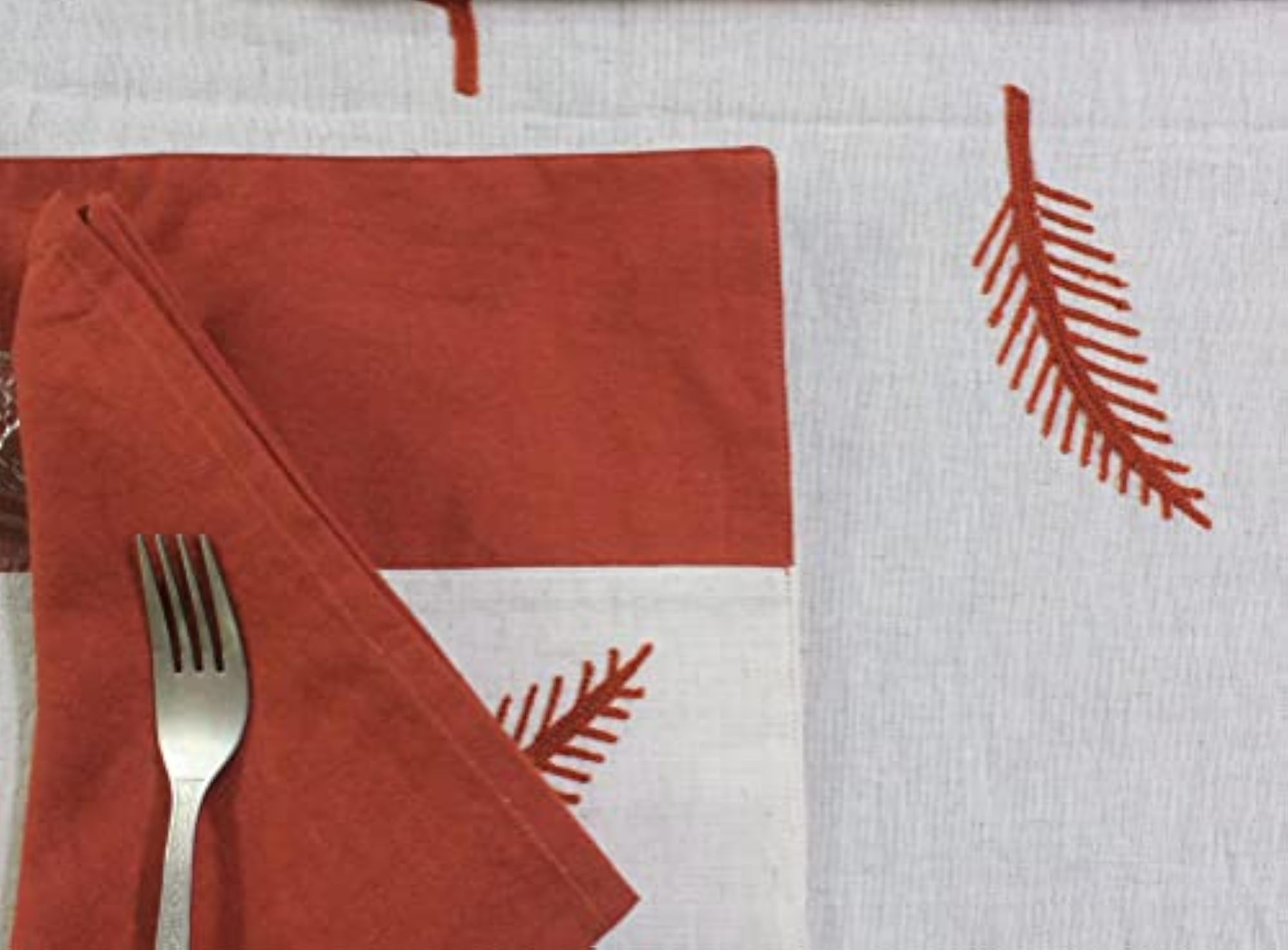 13 Pieces Cotton Adornado Leaf Embroidery Square Table Cover
