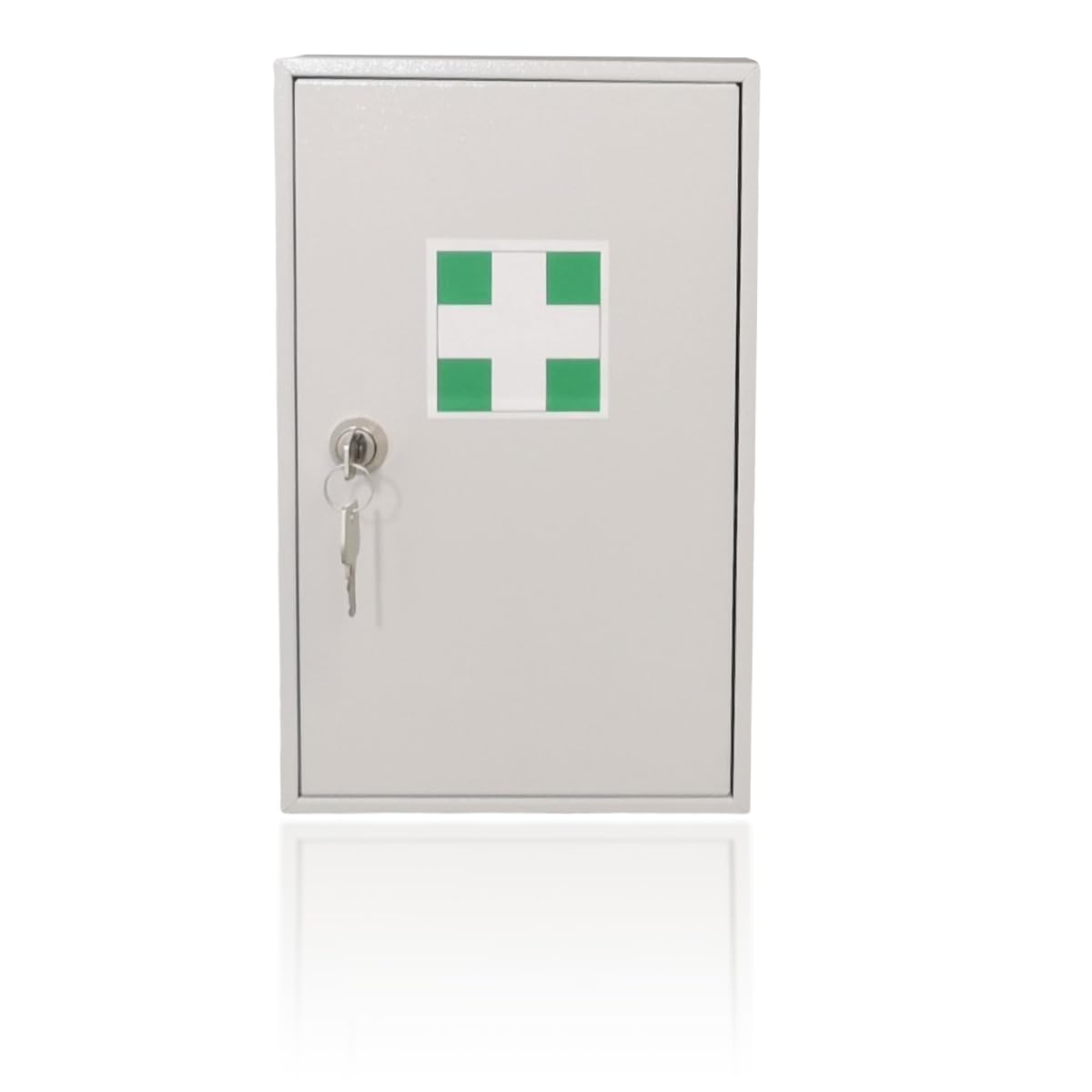 LEOMAR Medizinschrank, Apothekerschrank aus Stahlblech, mit 1 Ablage, Abschließbar, Hausapotheke inkl. 2 Schlüssel, Medikamentenschrank, Erste-Hilfe-Schrank mit Metalltüren, 12 x 20 x 32 cm