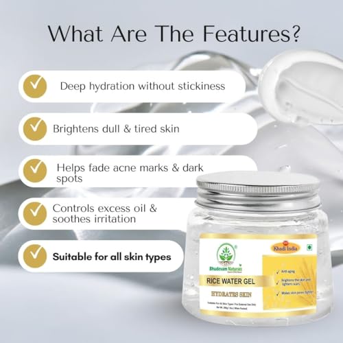 Image of Khadi 100% Pure Natural & Herbal Rice Water Aloevera Gel | Quick Absorbing Aloe Vera Gel Moisturizer for Face, Skin & Hair - 200gm