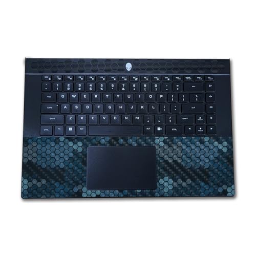 Image of Carbon Fiber Laptop Skin Compatible with Alienware M16 R2 (2024) - Blue Hexa Camo - Premium 3M Vinyl Protective Wrap Decal Cover - Easy to Apply | Crafted in The USA by MightySkins
