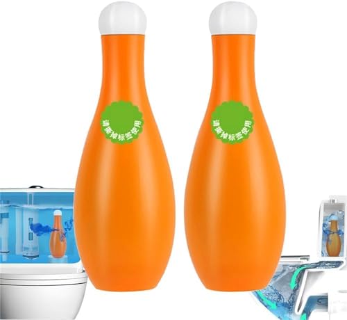 Bowling Blue Bubble Toilet Bowl Cleaner, Automatic Long-Lasting Toilet Bowl Cleaner in Bottle, Toilet Fresheners Deodorizing & Descaling, Toilet Cleaner for Cistern Prevents Limescale (2Pcs)