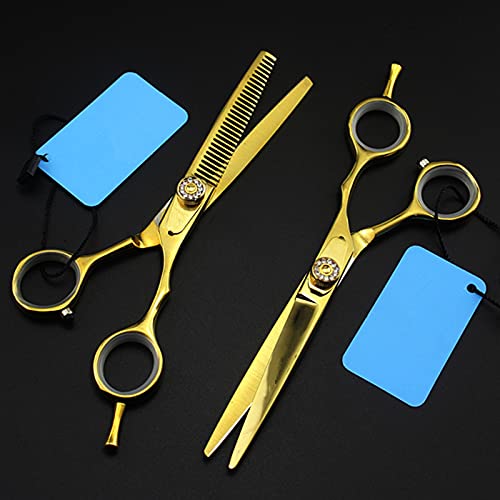 Forbici Professionali per Tagliare i Capelli, 440c 5,5 e 6 Pollici Forbici per Capelli Dorate per Taglio di Capelli sfoltimento Barbiere Forbici per Tagliare i Capelli Forbici da parrucc