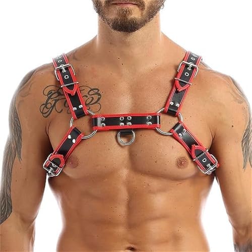 Aimery PU Leather Harness For Men Adjustable Buckle Body Chest Garter Belt Cosplay Nightclub Punk Chest Belt Clubwear