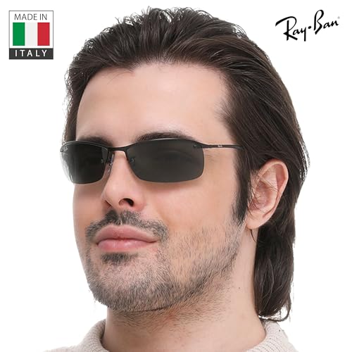 Image of Ray-Ban RB3183 Rectangle Shaped Sunglasses for Men with Official RAYBAN Eyewear Kit