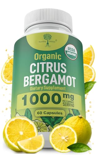 Organic Citrus Bergamot Supplement - Only USDA Cardiologist Formulated with 200+ Scientific Studies -1000mg - Patented Extract Heart Cholesterol & Lipid - Italian Bergamot High Polyphenols 60caps
