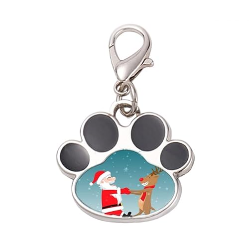 DIYthinker?mas Santa Claus Elk Festival Pet Tag Keychain Dog Cat ID
