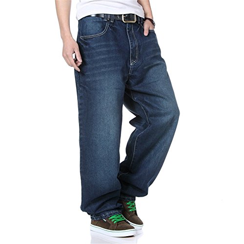 QBO Men's Loose Washing Jeans Baggy Steet Style Denim Pants-34