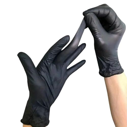 PBHOVIITG 10/200pcs Disposable Latex Gloves Black Waterproof Non-Medical For Kitchen, Cleaning, Dishwashing, Cooking, Automotive, Craft Use(80 PCS,M-23x10cm)