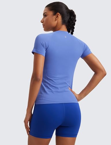 Image of CRZ YOGA Seamless T-Shirt Hip Length | Training, Chafe-Free, Slim Fit, Raglan Sleeves, Mesh Vents, Workout, Short Sleeve Tops for Women
