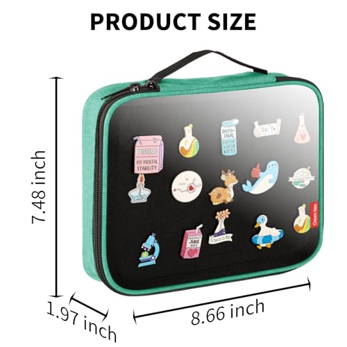 Image of Oeun fan Enamel Pin Display Book, Small Collections or Travel Pin Trading Book, Pin Collector Display Bag,6-Page Pin Display Board,Pin Display Case (Light Green)