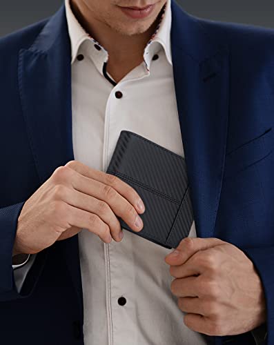 Image of Swallowmall Mens Wallet Rfid Blocking Leather Wallet for Men Bifold Wallets with 1 ID Window 16 Card Slot Blackstripe