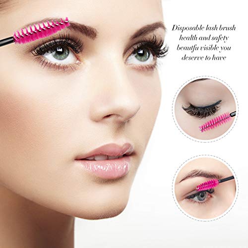 Obinhere 300 Pcs Disposable Mascara Wand Eyelash Brush for EyeLash Extension Supplie(Red)