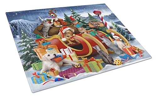 Caroline's Treasures Ptw2024Lcb Animals Opening Christmas Presents Glass Cutting Board Large, Decorative Tempered Glass Cutting And Serving Board Large Size Chopping Board, #TOP30